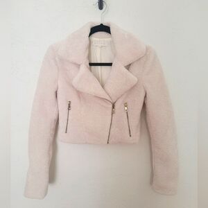 Meshki Cream Sherpa Moto Jacket XS